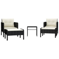 Set Divani da Giardino 5 pz con Cuscini Nero in Polyrattan 319681