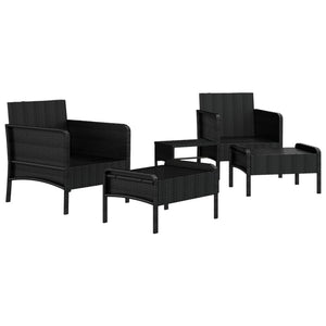 Set Divani da Giardino 5 pz con Cuscini Nero in Polyrattan 319681