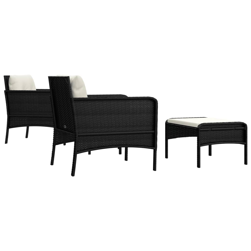 Set Divani da Giardino 5 pz con Cuscini Nero in Polyrattan 319681