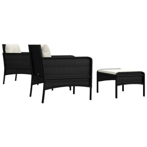 Set Divani da Giardino 5 pz con Cuscini Nero in Polyrattan 319681