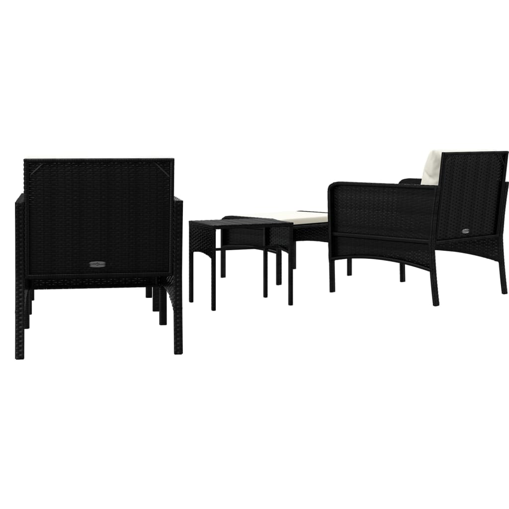 Set Divani da Giardino 5 pz con Cuscini Nero in Polyrattan 319681