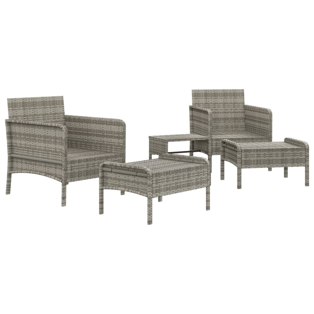 Set Divani da Giardino 5 pz con Cuscini in Polyrattan Grigio cod mxl 35621