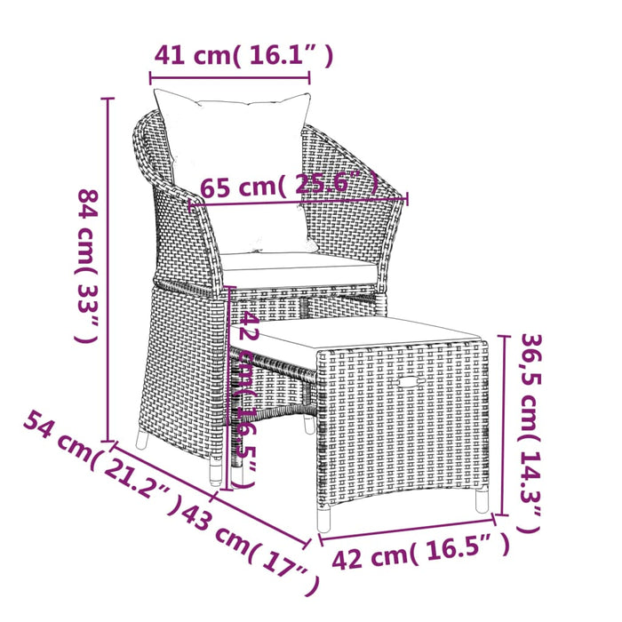 Set Divani da Giardino 2 pz con Cuscini in Polyrattan Marrone cod mxl 42705