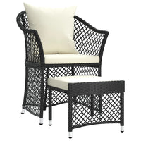 Set da Giardino 2 pz con Cuscini Nero in Polyrattan 319687