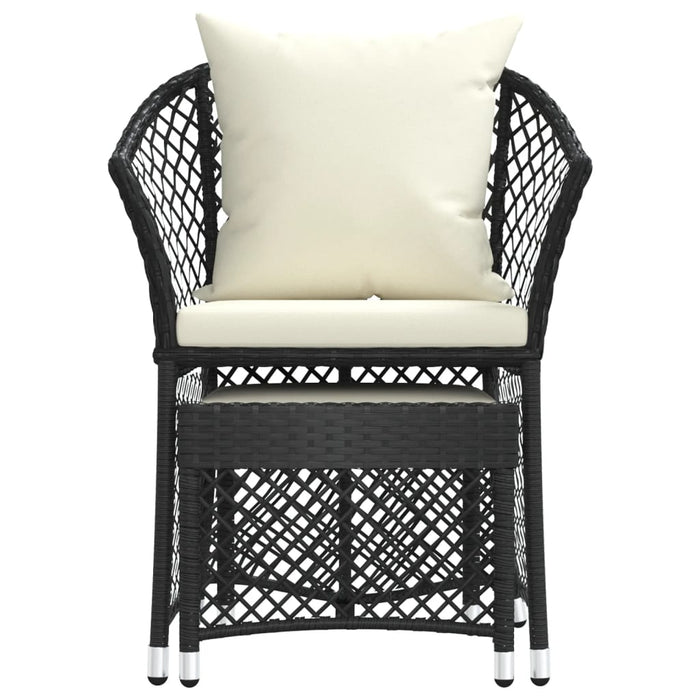 Set da Giardino 2 pz con Cuscini Nero in Polyrattan 319687