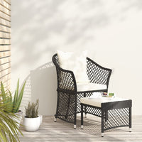 Set da Giardino 2 pz con Cuscini Nero in Polyrattan 319687