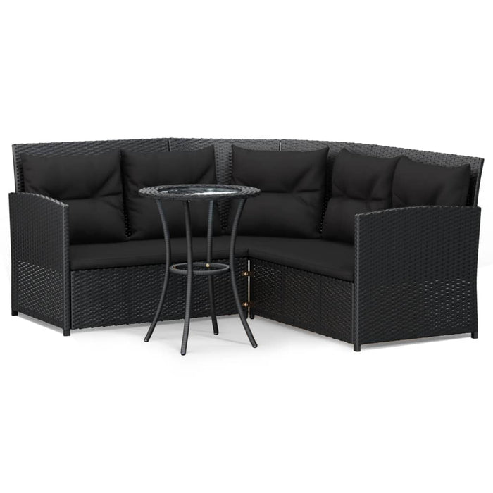 Set Divano a L con Cuscini 2 pz Nero in Polyrattan cod mxl 94533