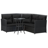 Set Divano a L con Cuscini 2 pz Nero in Polyrattan cod mxl 94533