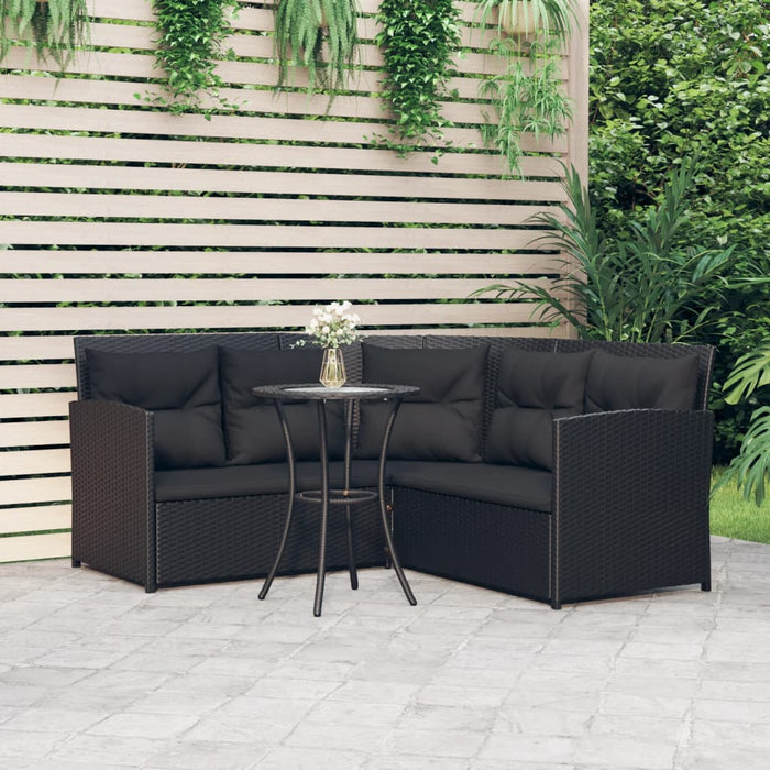 Set Divano a L con Cuscini 2 pz Nero in Polyrattan cod mxl 94533