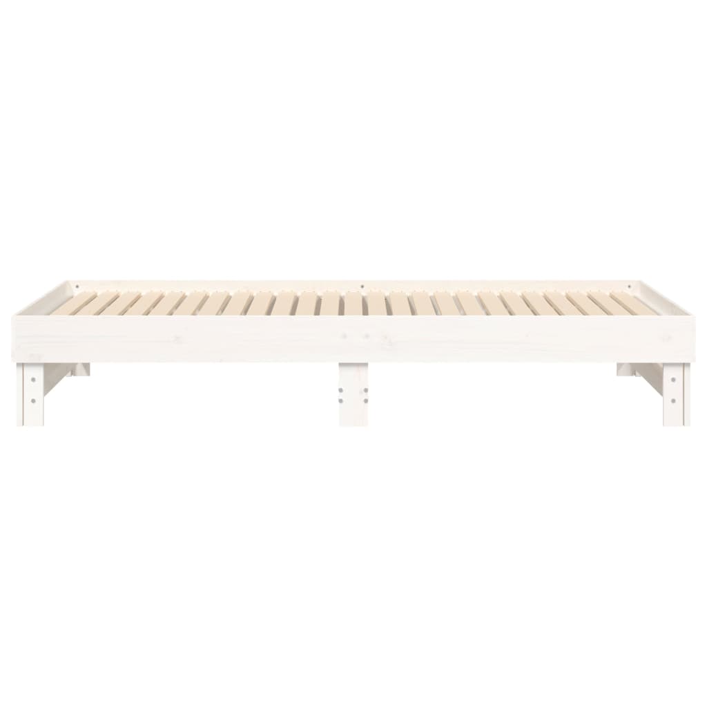 Dormeuse Estraibile Bianca 2x(100x200)cm Legno Massello di Pino 823375