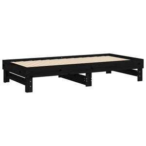 Dormeuse Estraibile Nera 2x(90x190) cm Legno Massello di Pino 823393