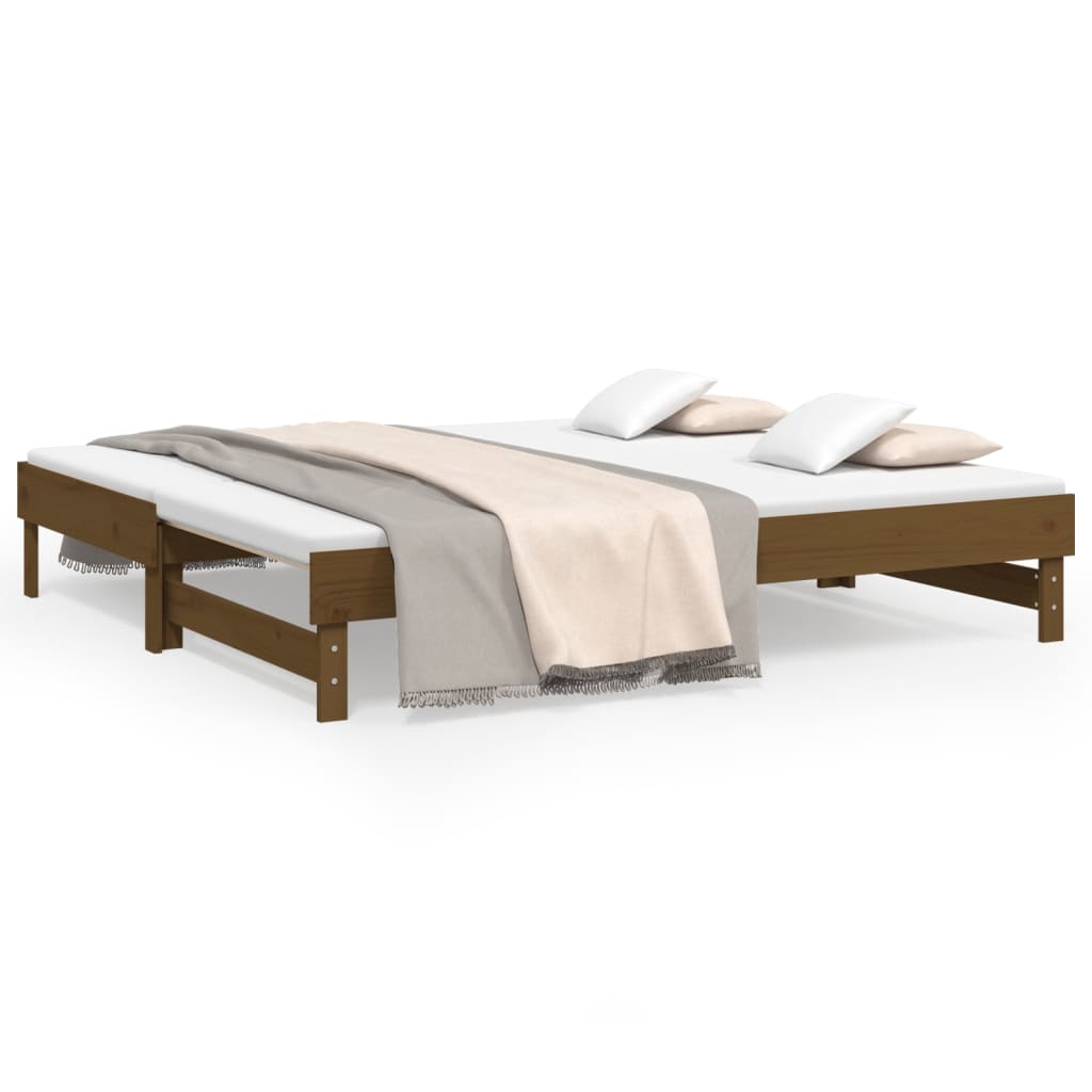 Dormeuse Estraibile Miele 2x(75x190) cm Legno Massello di Pino 823397