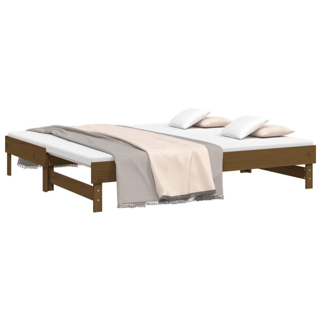 Dormeuse Estraibile Miele 2x(75x190) cm Legno Massello di Pino 823397