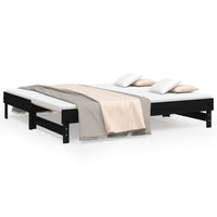 Dormeuse Estraibile Nera 2x(75x190) cm Legno Massello di Pino 823398