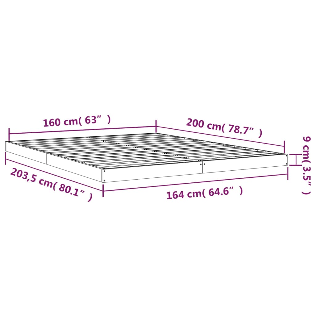 Giroletto Bianco 160x200 cm in Legno Massello di Pino 823435