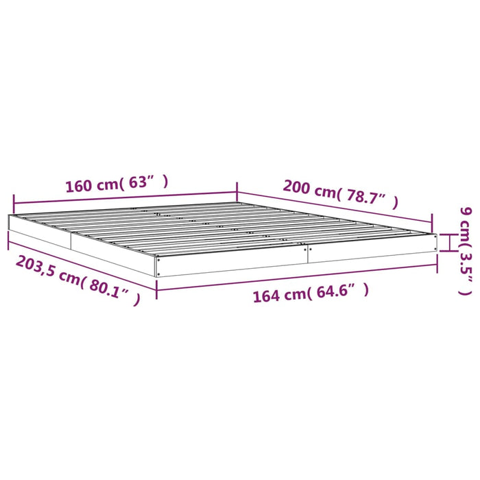 Giroletto Bianco 160x200 cm in Legno Massello di Pino 823435