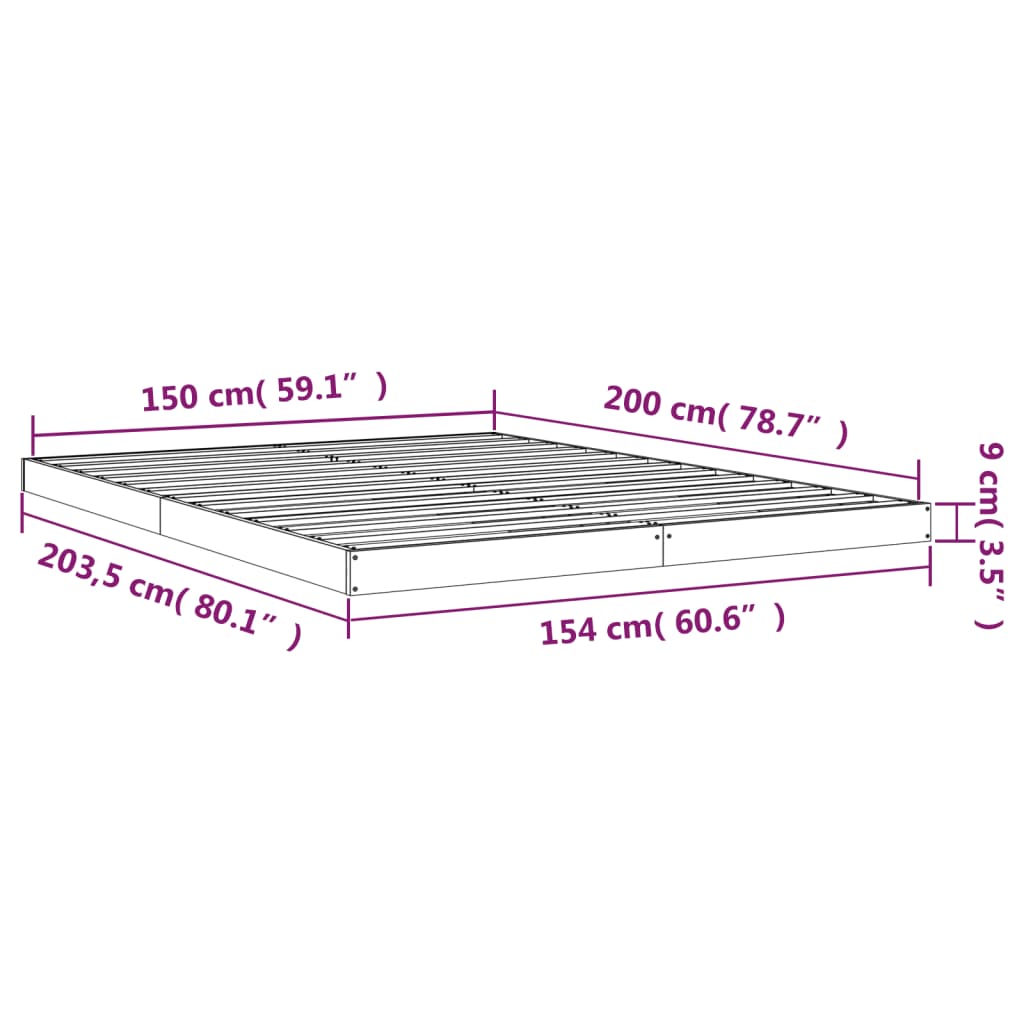 Giroletto Bianco 150x200cm Legno Massello di Pino 5FT King Size cod mxl 58473