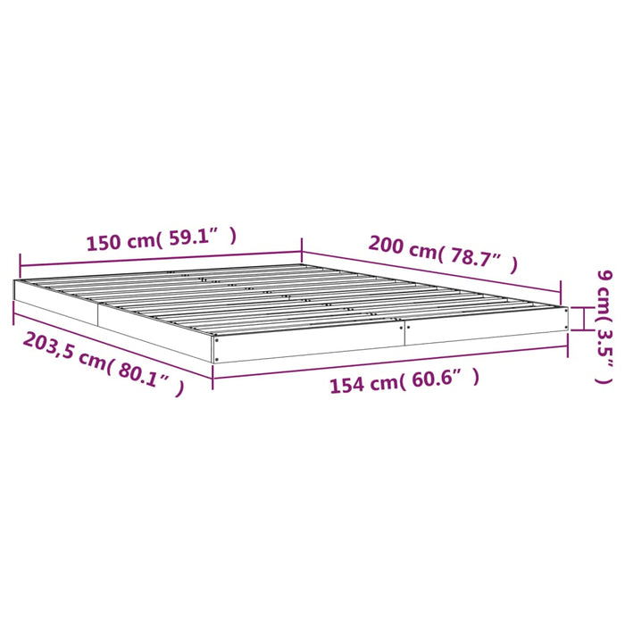 Giroletto Grigio 150x200cm Legno Massello di Pino 5FT King Size 823441