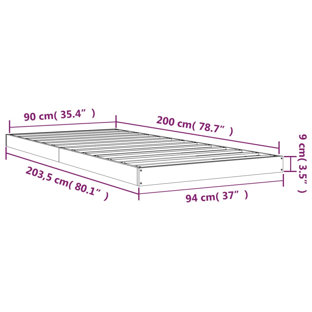 Giroletto 90x200 cm in Legno Massello di Pino 823459