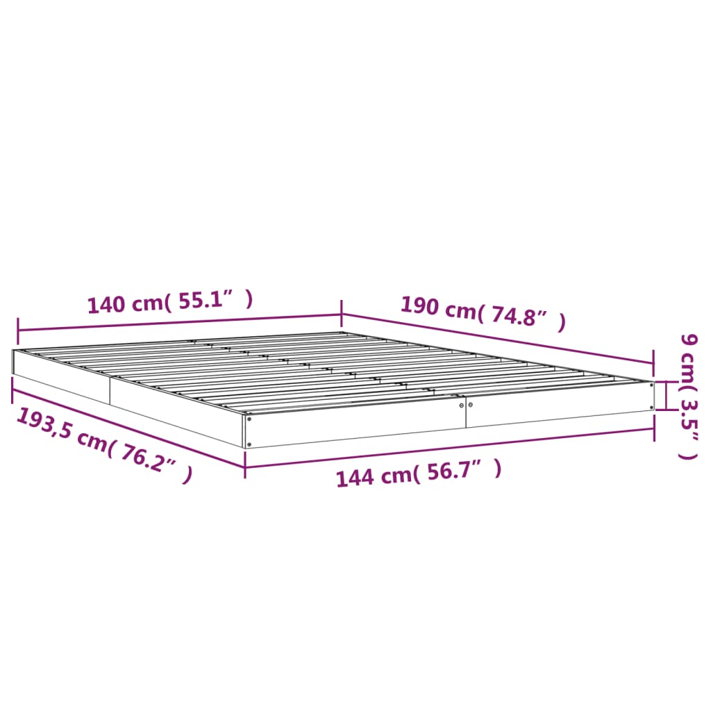 Giroletto 140x190 cm in Legno Massello di Pino 823464