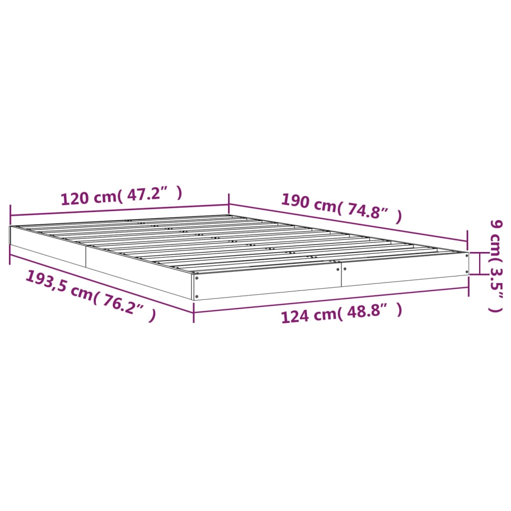 Giroletto Bianco 120x190 cm Small Double Legno Massello di Pino 823475