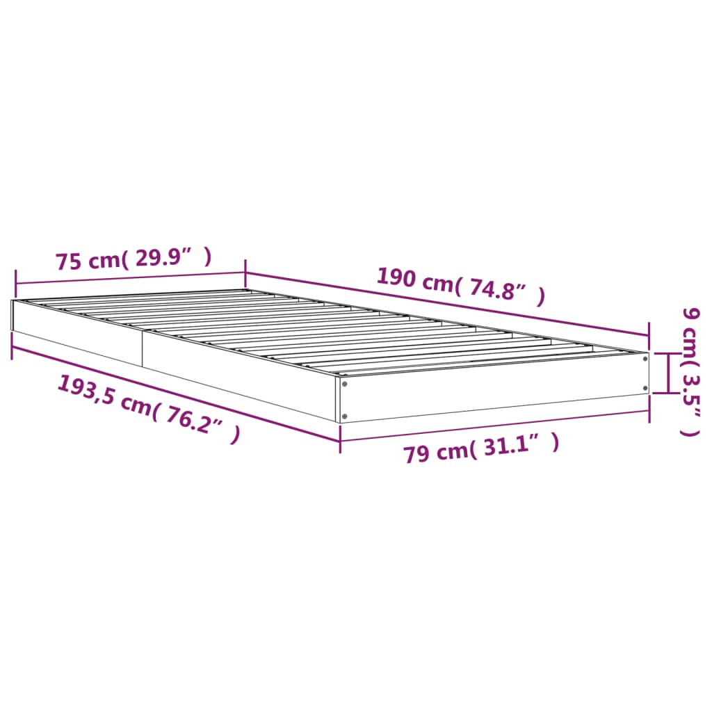 Giroletto 75x190 cm in Legno Massello di Pino 2FT6 Small Single cod mxl 60810