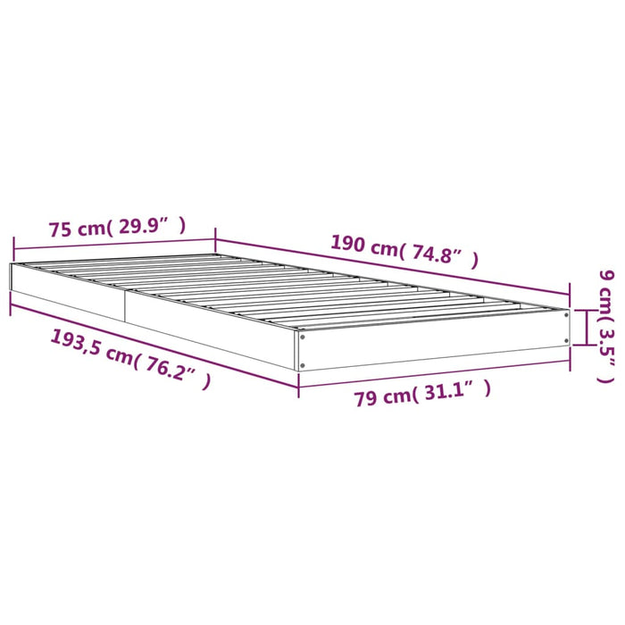 Giroletto Miele 75x190 cm Legno Massello Pino 2FT6 Small Single 823487