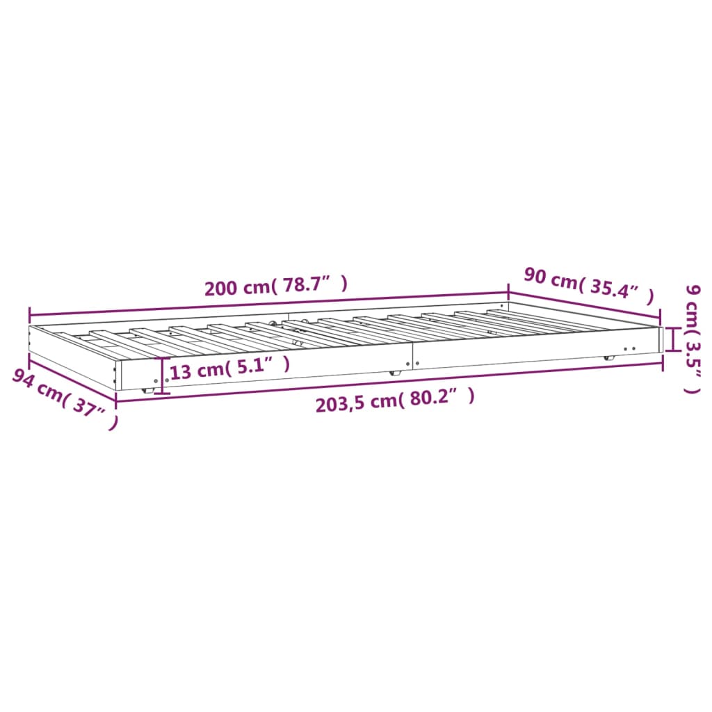 Giroletto Grigio 90x200 cm in Legno Massello di Pino cod mxl 55560