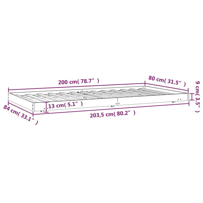 Giroletto 80x200 cm in Legno Massello di Pino