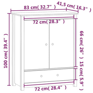 Credenza Bianca 83x41,5x100 cm in Legno Massello di Pino cod mxl 16370