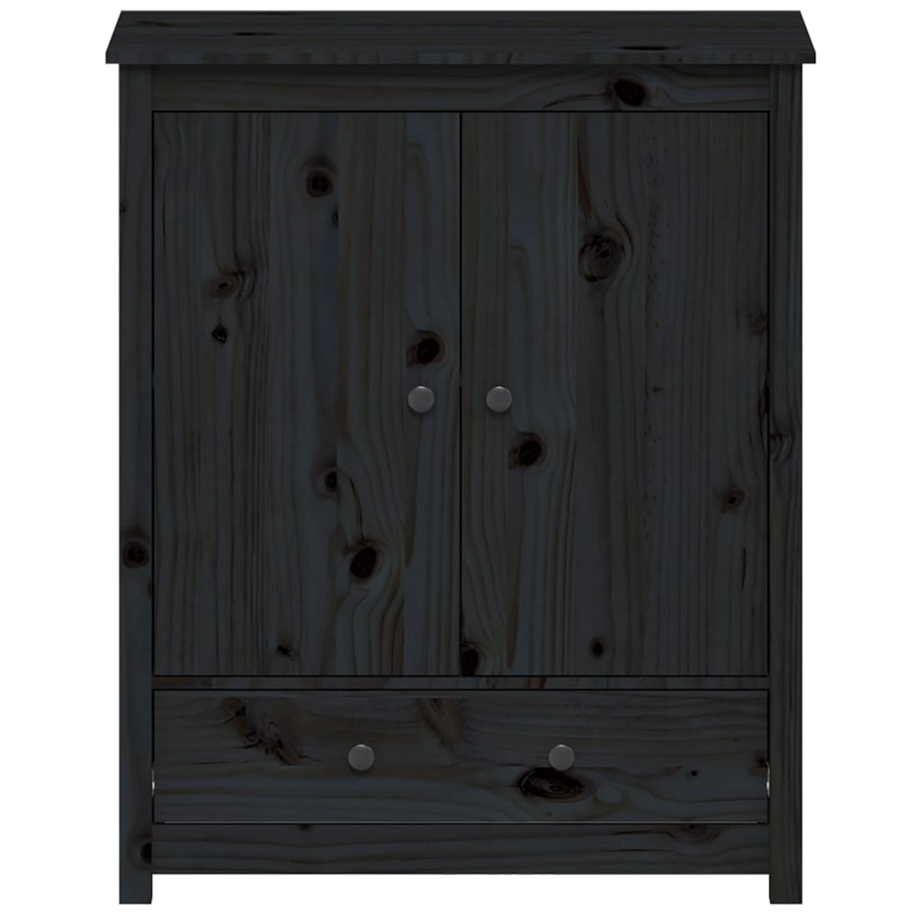 Credenza Nera 83x41,5x100 cm in Legno Massello di Pino 823518