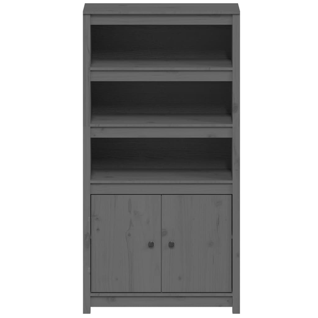 Credenza Grigio 80x35x154 cm in Legno Massello di Pino 823521