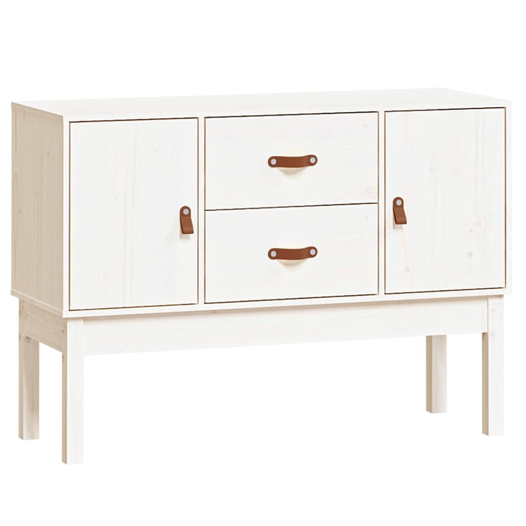 Credenza Bianca 110x40x78 cm in Legno Massello di Pino