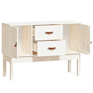 Credenza Bianca 110x40x78 cm in Legno Massello di Pino