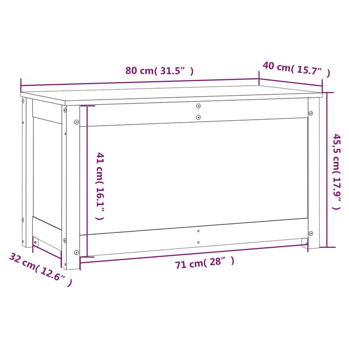 Contenitore Portaoggetti 80x40x45,5cm Legno Massello Pino 823534