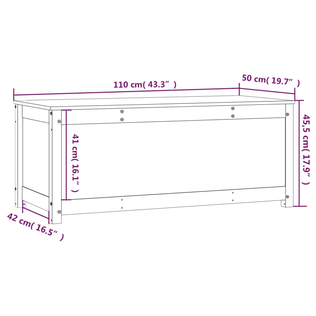 Contenitore Portaoggetti Nero 110x50x45,5cm Legno Massello Pino 823543