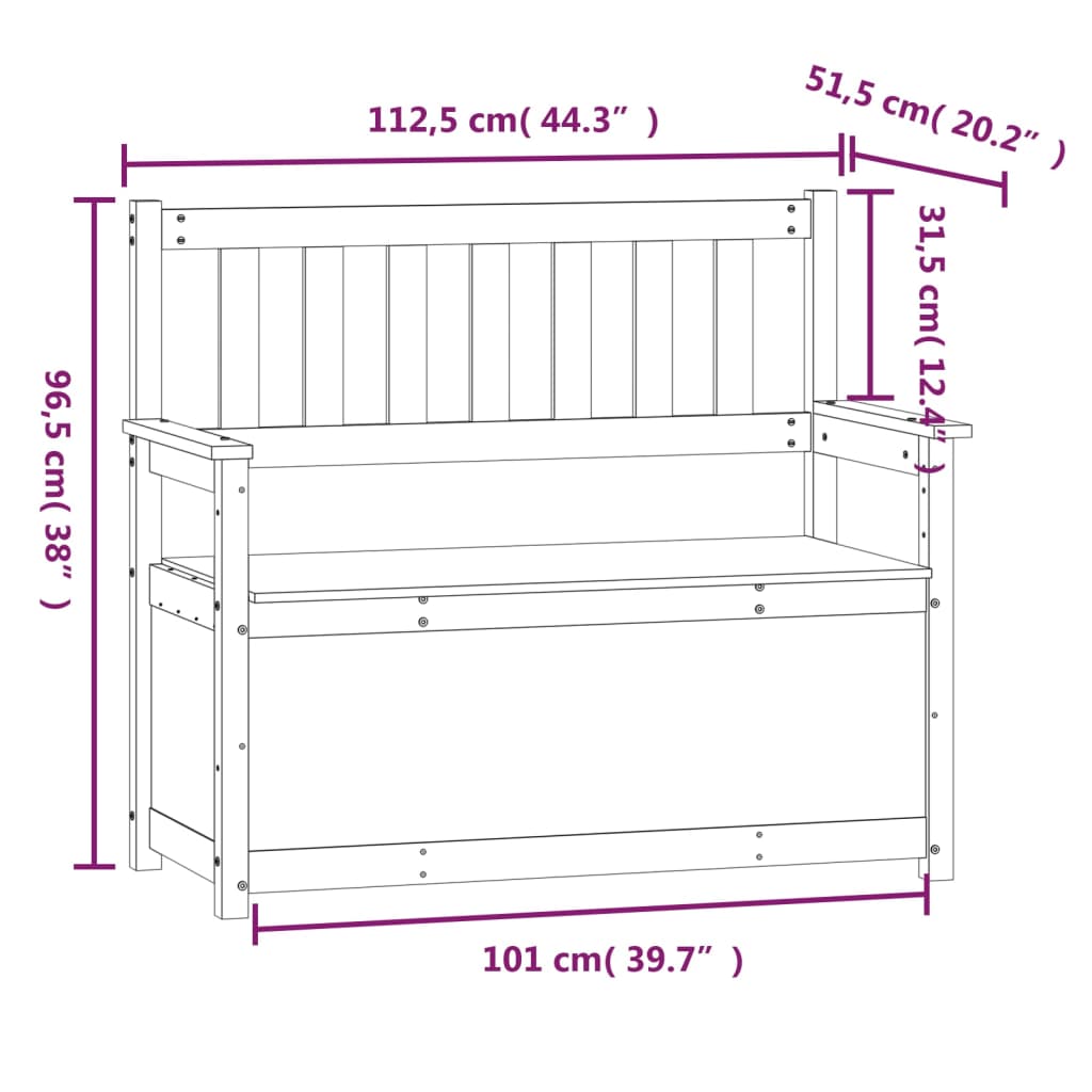 Panca Bianca 112,5x51,5x96,5 cm in Legno Massello di Pino 823560