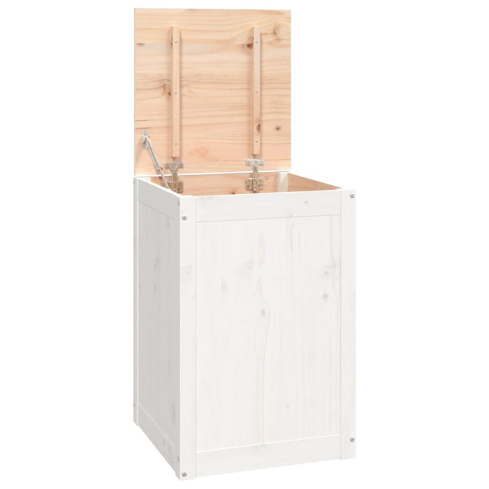 Contenitore per Bucato Bianco 44x44x66 cm Legno Massello Pino