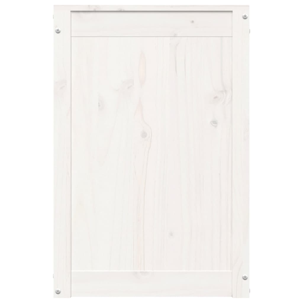 Contenitore per Bucato Bianco 44x44x66 cm Legno Massello Pino