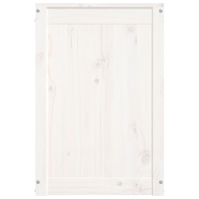 Contenitore per Bucato Bianco 44x44x66 cm Legno Massello Pino