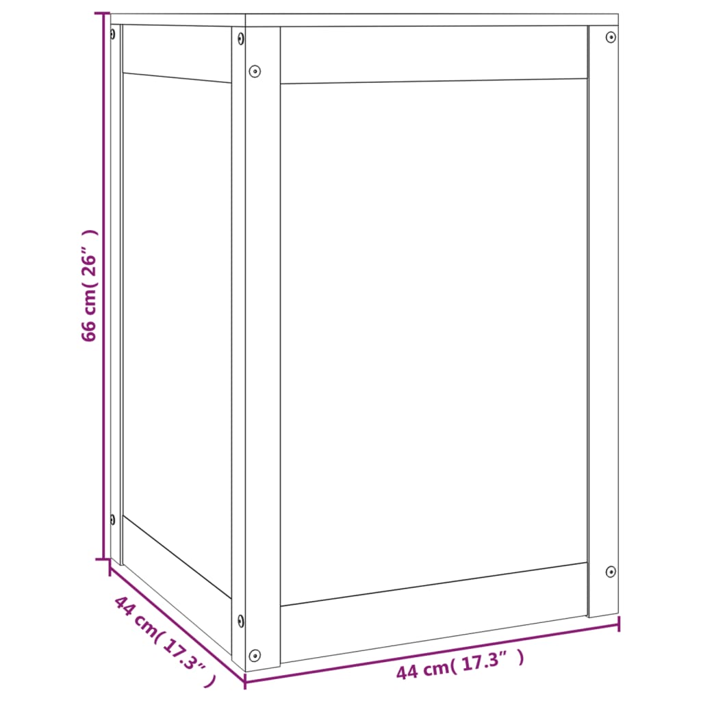 Contenitore per Bucato Grigio 44x44x66 cm Legno Massello Pino