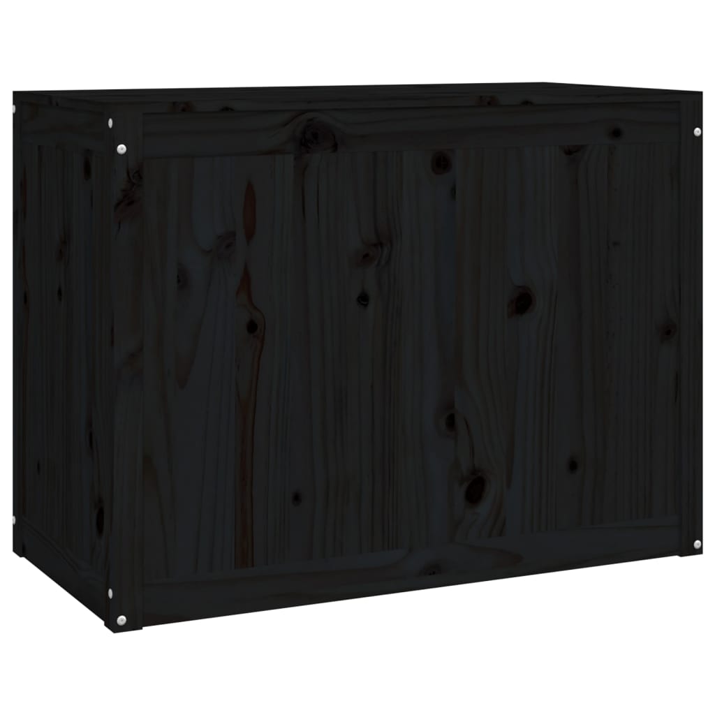 Contenitore per Bucato Nero 88,5x44x66 cm Legno Massello Pino