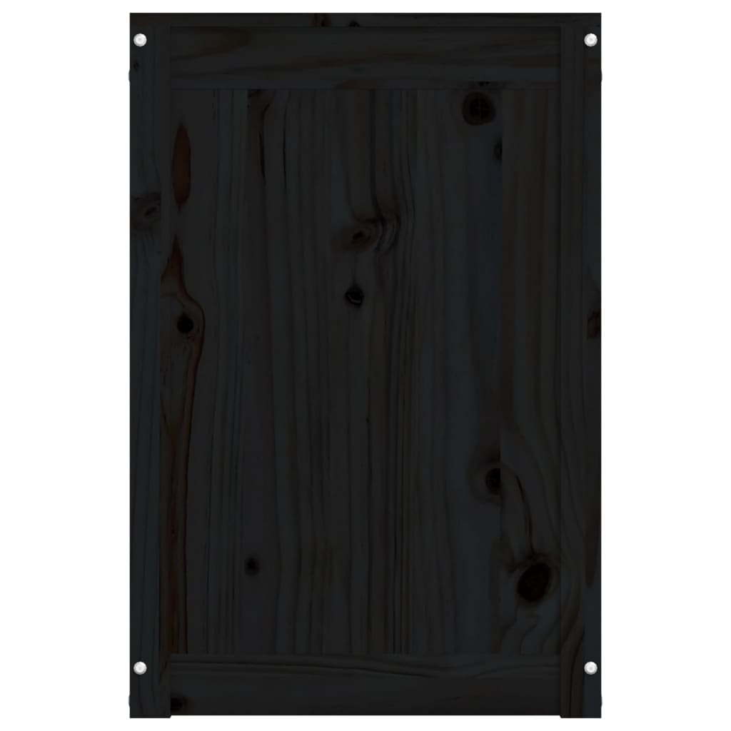 Contenitore per Bucato Nero 88,5x44x66 cm Legno Massello Pino