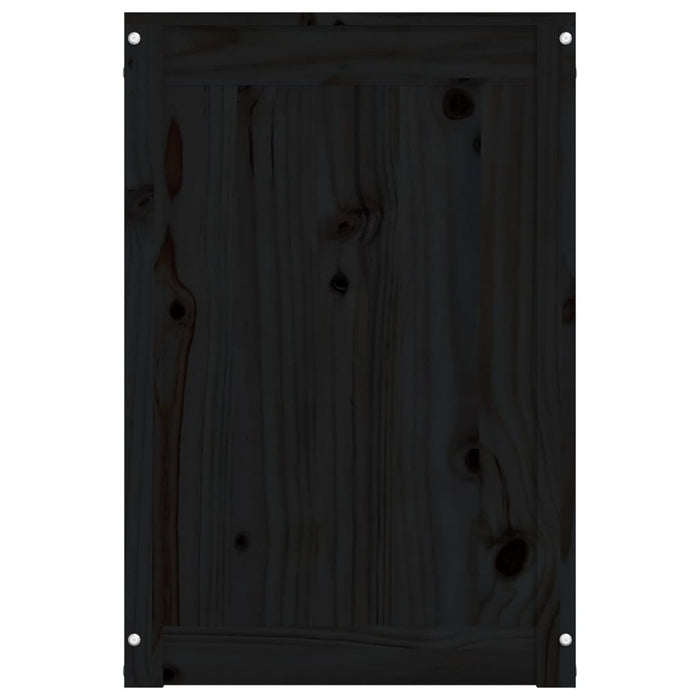 Contenitore per Bucato Nero 88,5x44x66 cm Legno Massello Pino