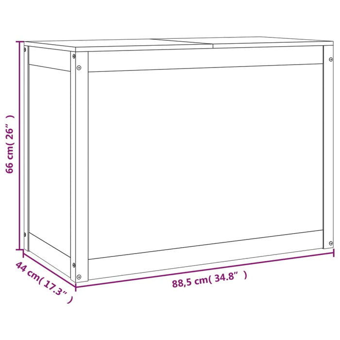 Contenitore per Bucato Nero 88,5x44x66 cm Legno Massello Pino