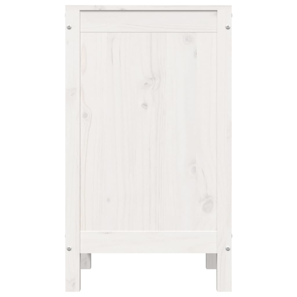 Contenitore per Bucato Bianco 44x44x76 cm Legno Massello Pino