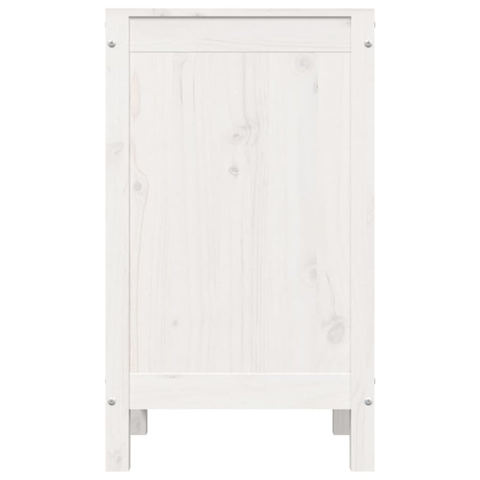 Contenitore per Bucato Bianco 44x44x76 cm Legno Massello Pino