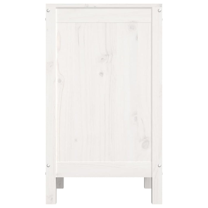 Contenitore per Bucato Bianco 44x44x76 cm Legno Massello Pino