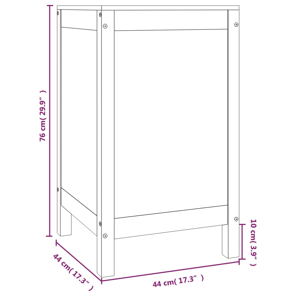 Contenitore per Bucato Bianco 44x44x76 cm Legno Massello Pino