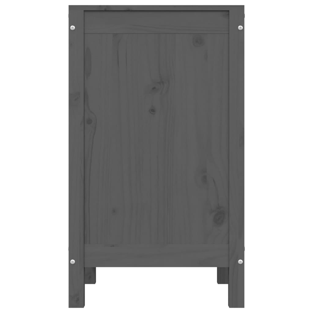 Contenitore per Bucato Grigio 44x44x76 cm Legno Massello Pino